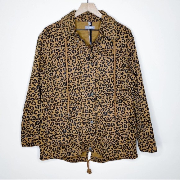 NWT DL1961 Howard Street Leopard Jaguar Utility Jacket Coat Tan Brown Animal - Picture 14 of 14